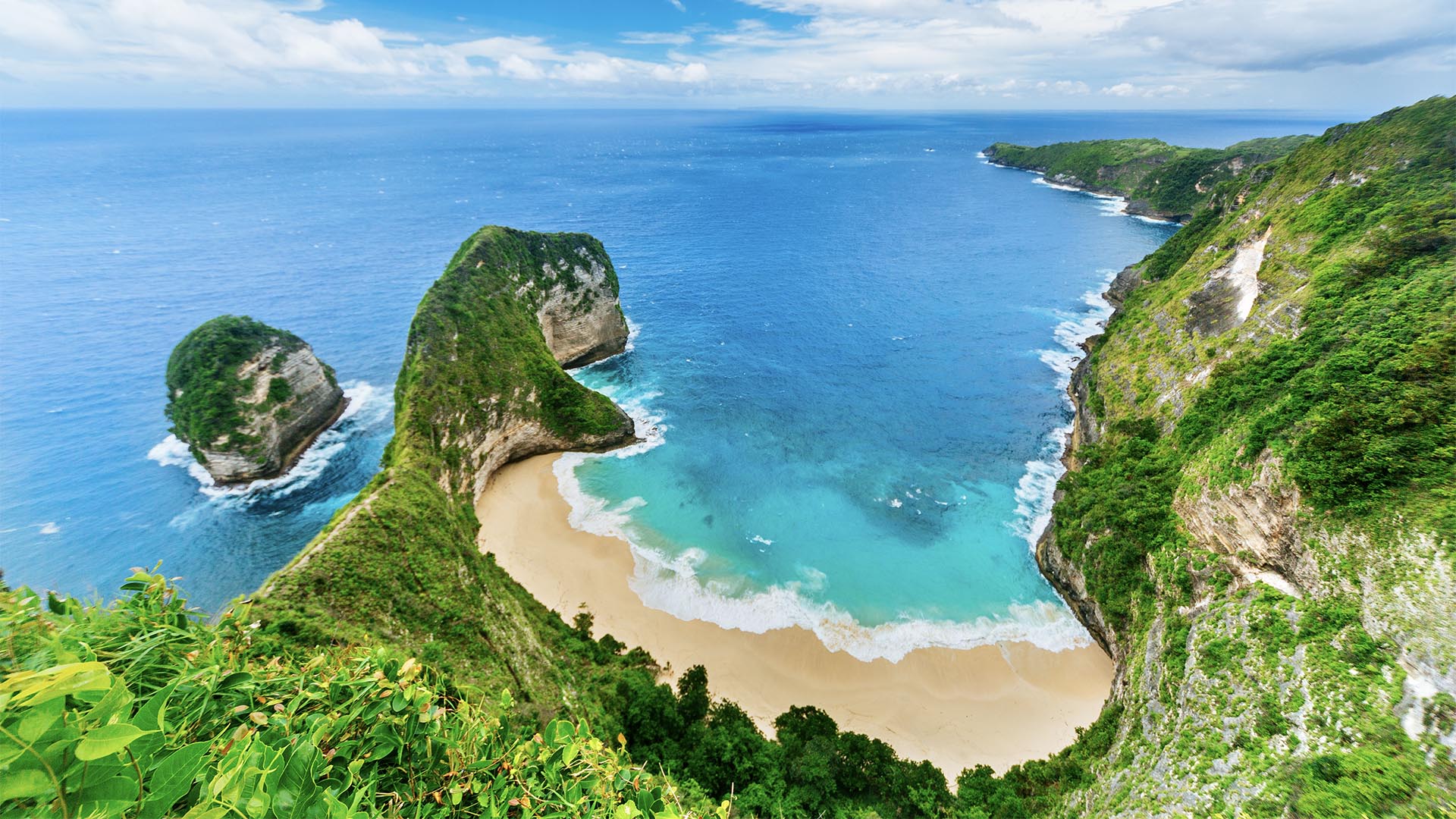 Lovely sunny day on the Nusa Penida. View from above - Drone shot